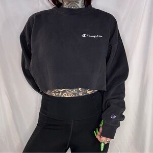 Champion Women's Black Cropped Hoodie